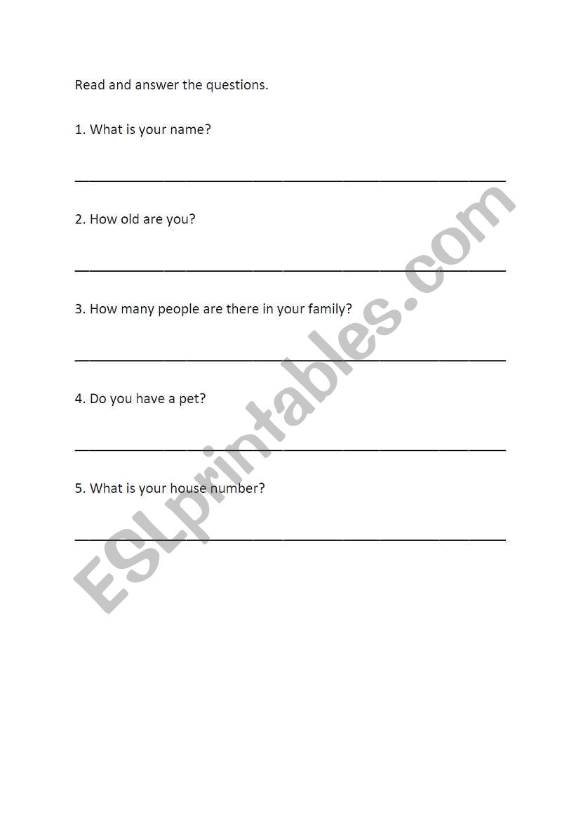 personal information worksheet