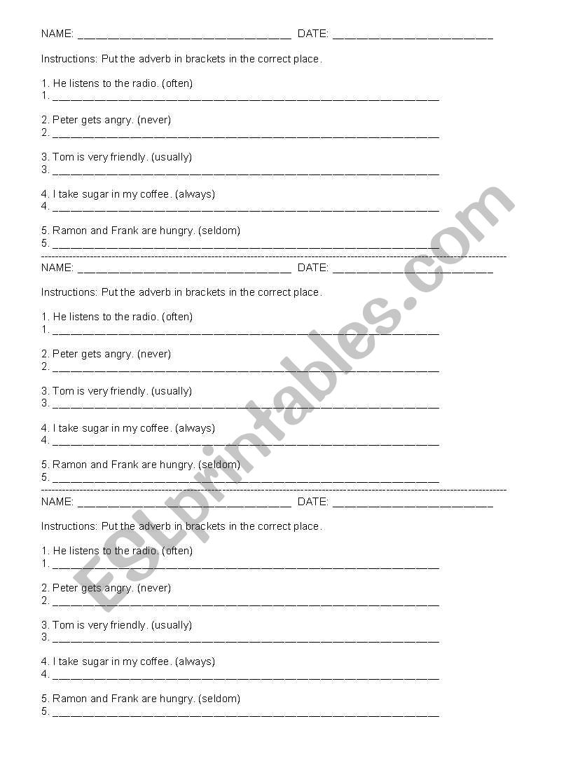 adverbs worksheet