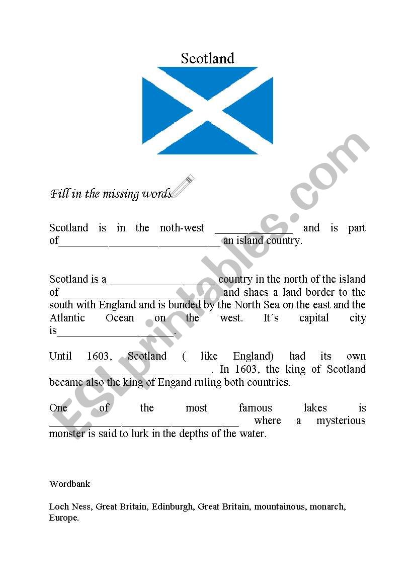 Scotland  worksheet
