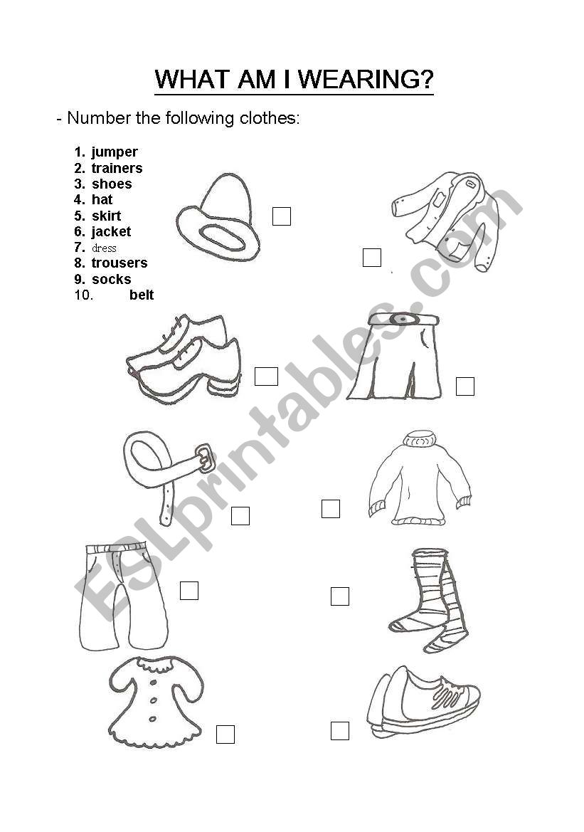 English worksheets: What am I wearing?