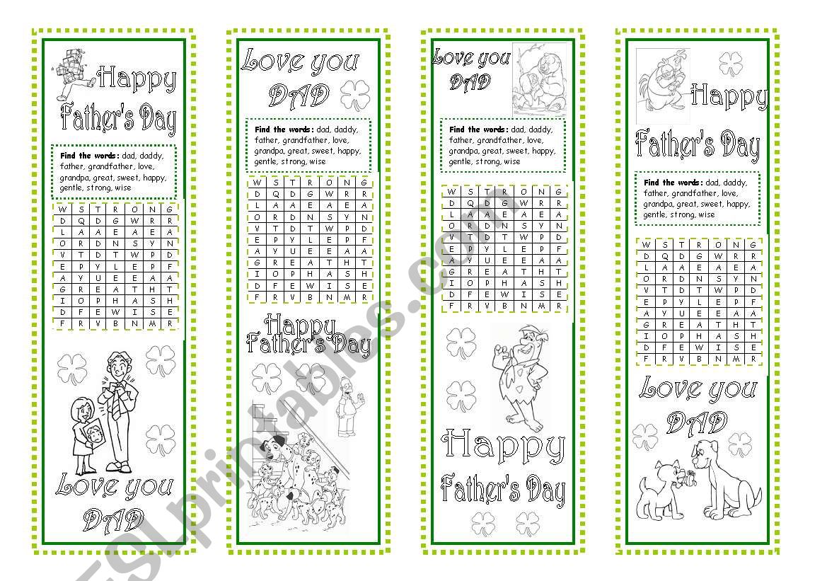 fathers day bookmarks esl worksheet by cgbraga