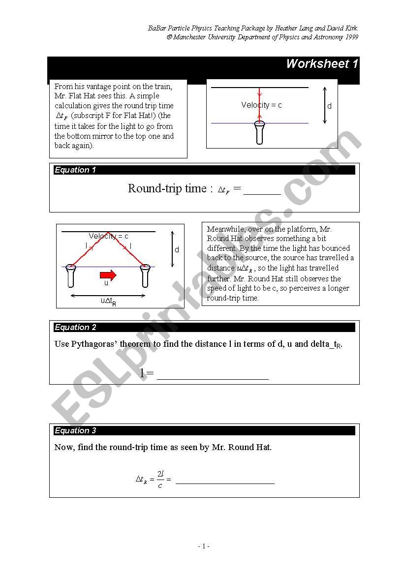 round- trip time worksheet