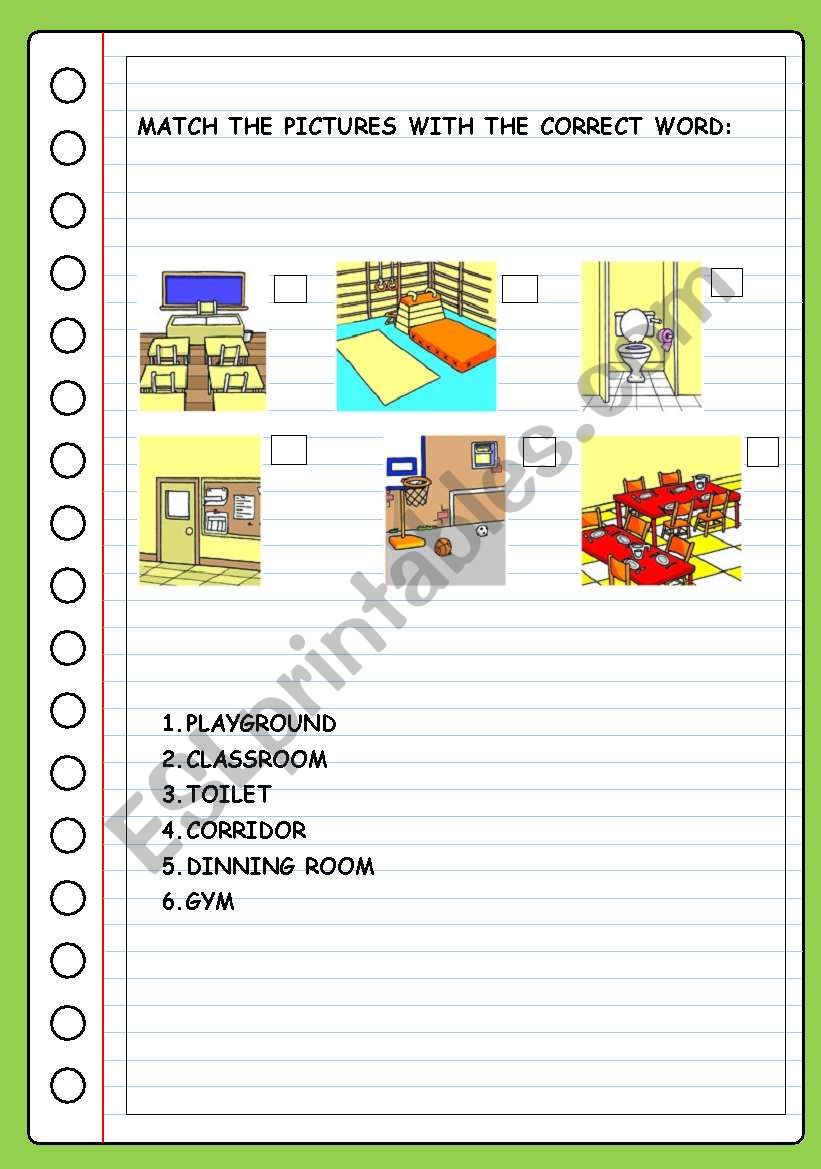 SCHOOL PLACES worksheet