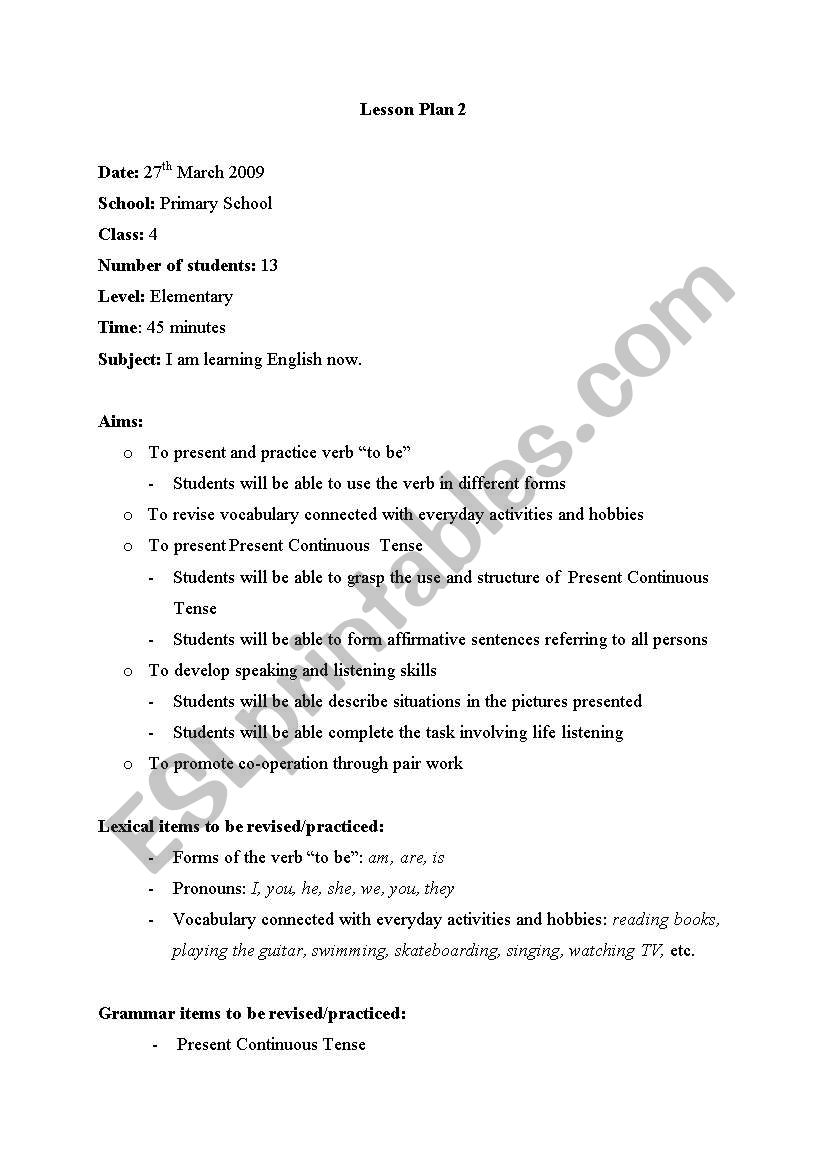 english-worksheets-present-continuous-lesson-plan