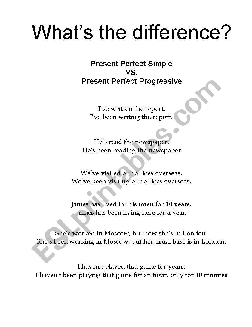 Present Perfect Continuous worksheet