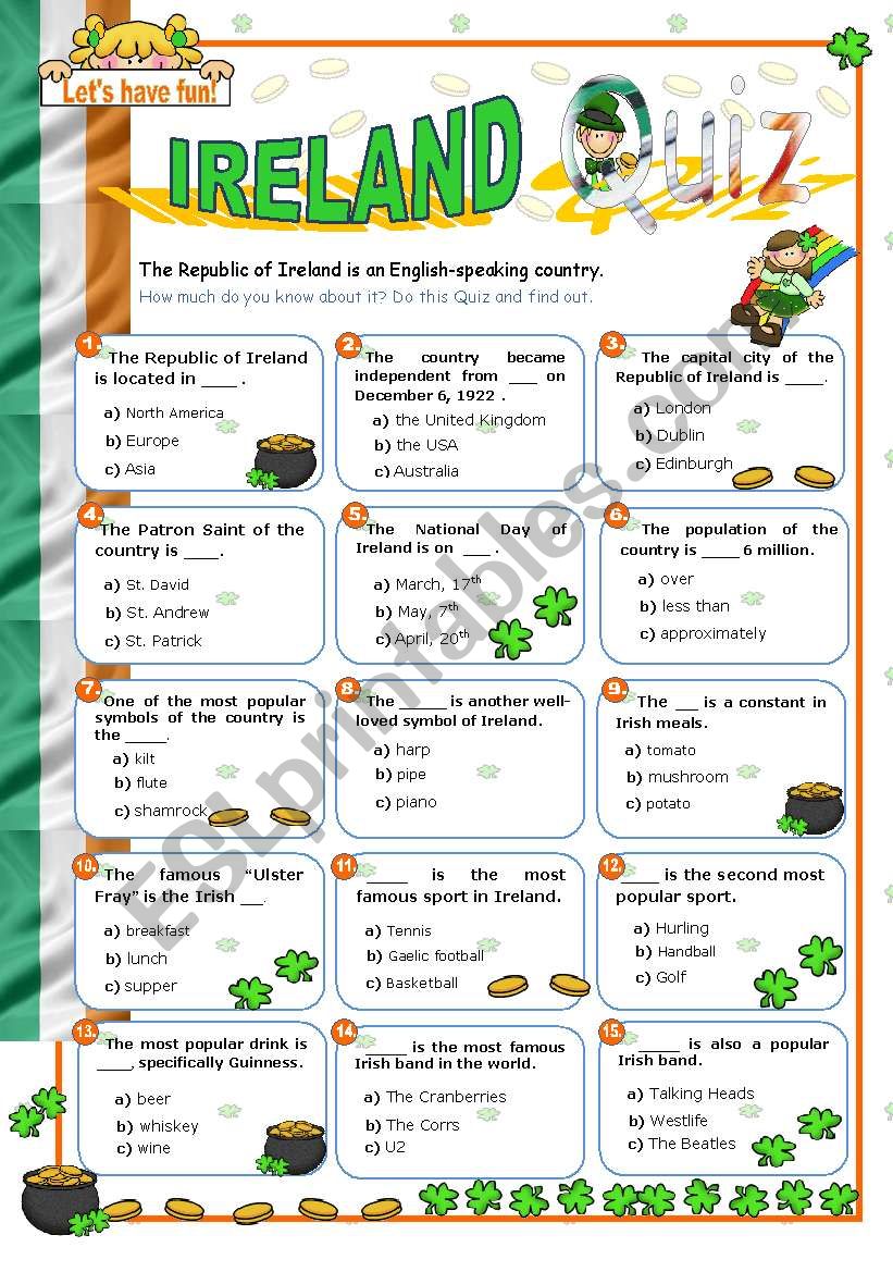 Irish Trivia Questions And Answers Printable