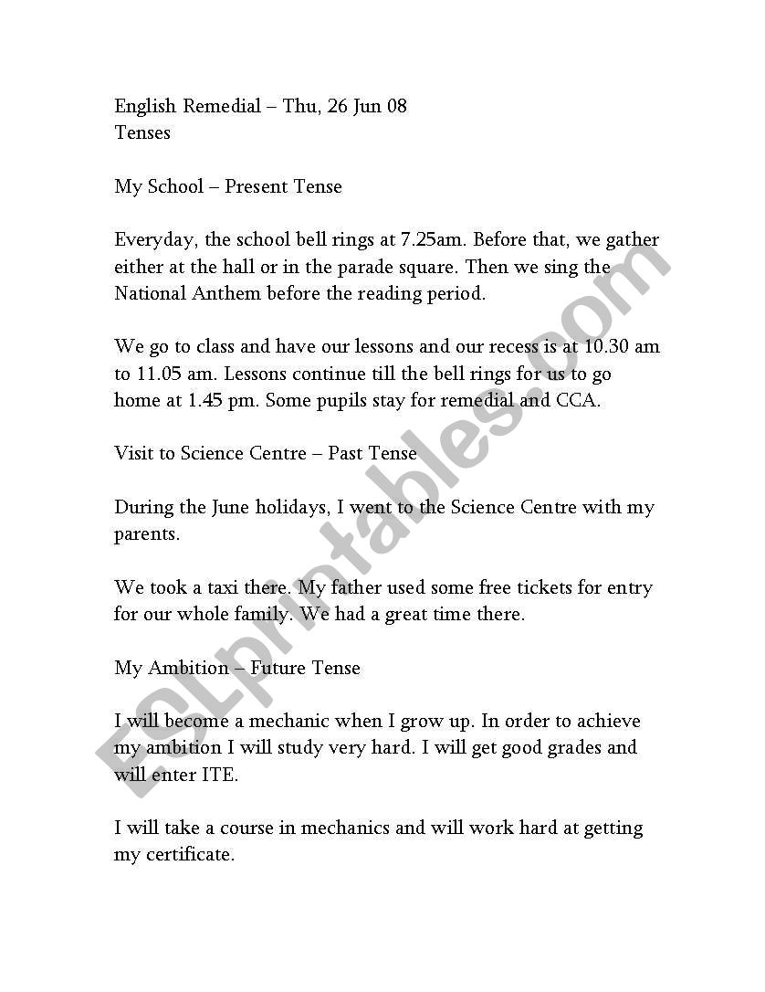 Tenses worksheet