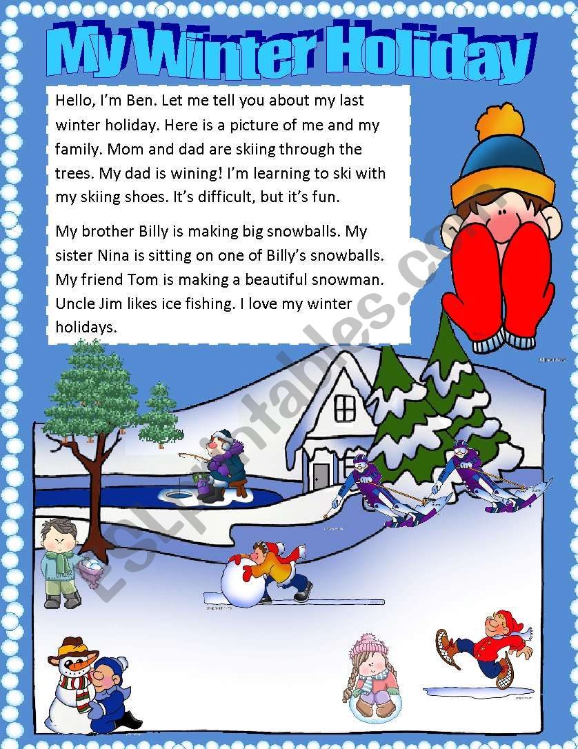 MY WINTER HOLIDAY ESL Worksheet By ALI ALI