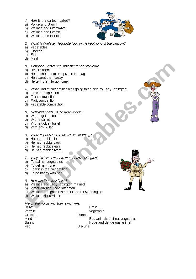 Wallace and Gromit worksheet