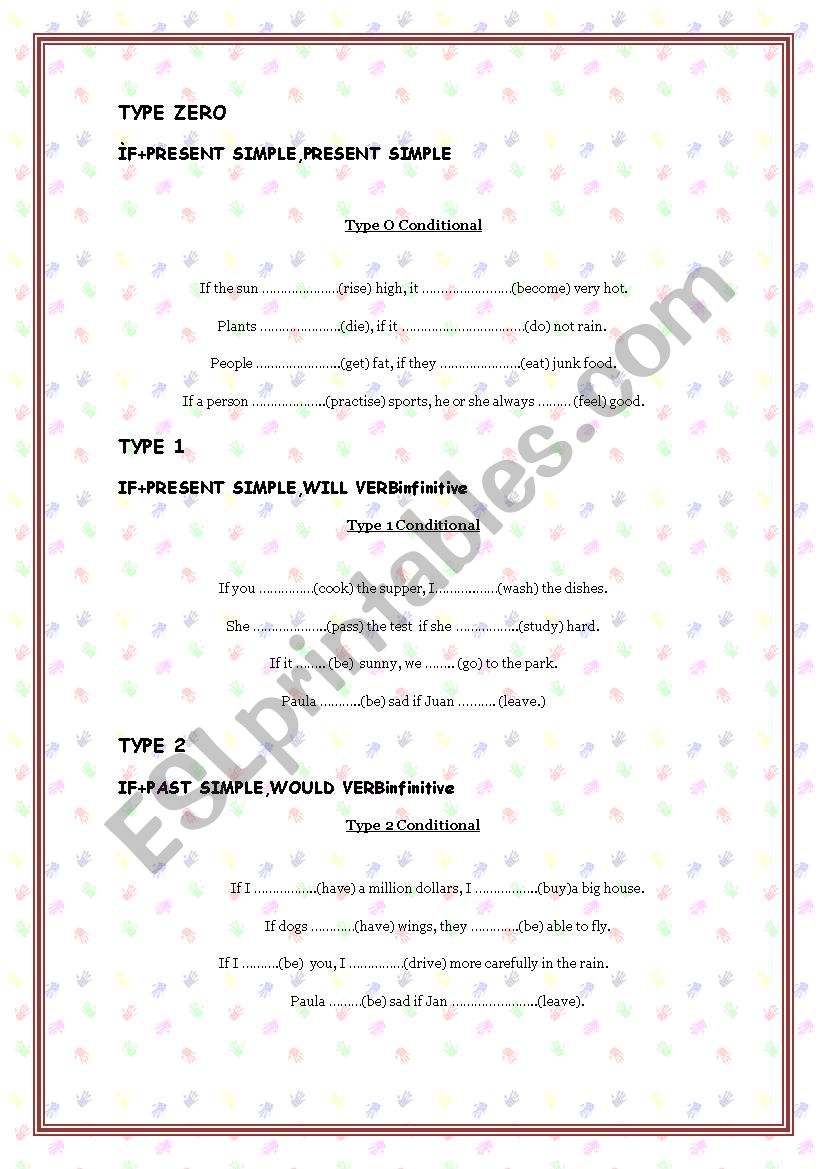 CONDITIONALS 0-1-2 worksheet