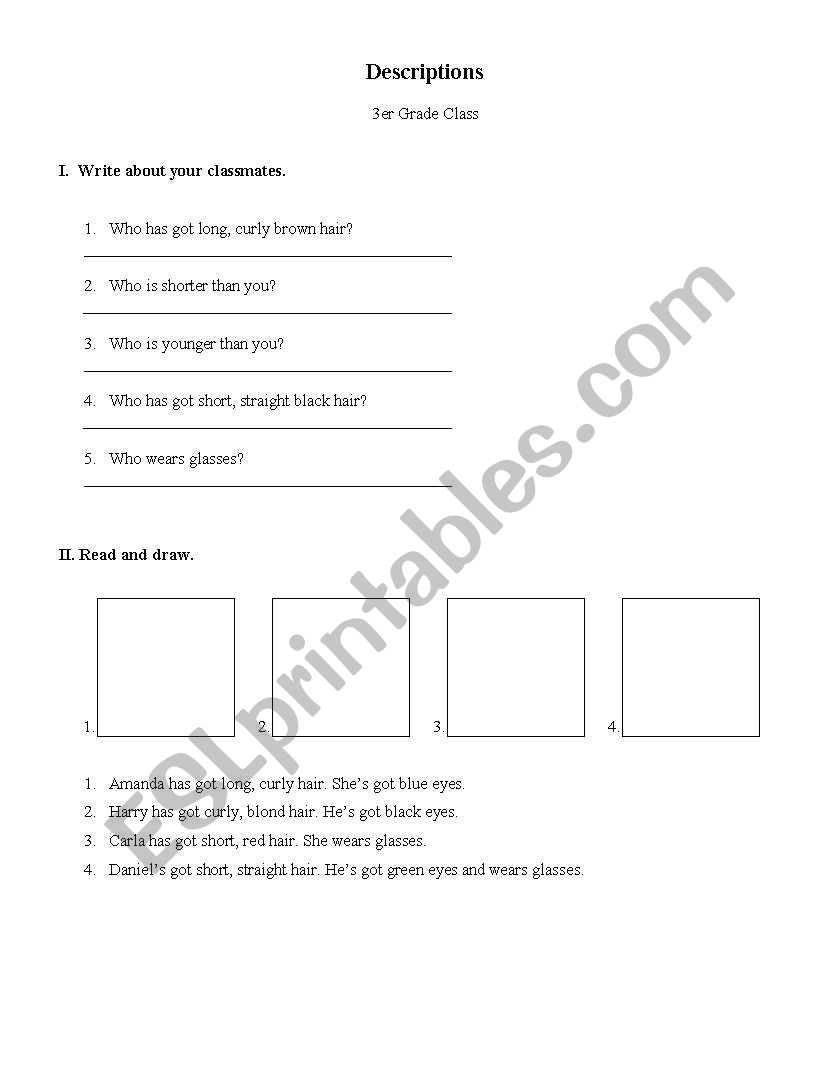 Describing people worksheet