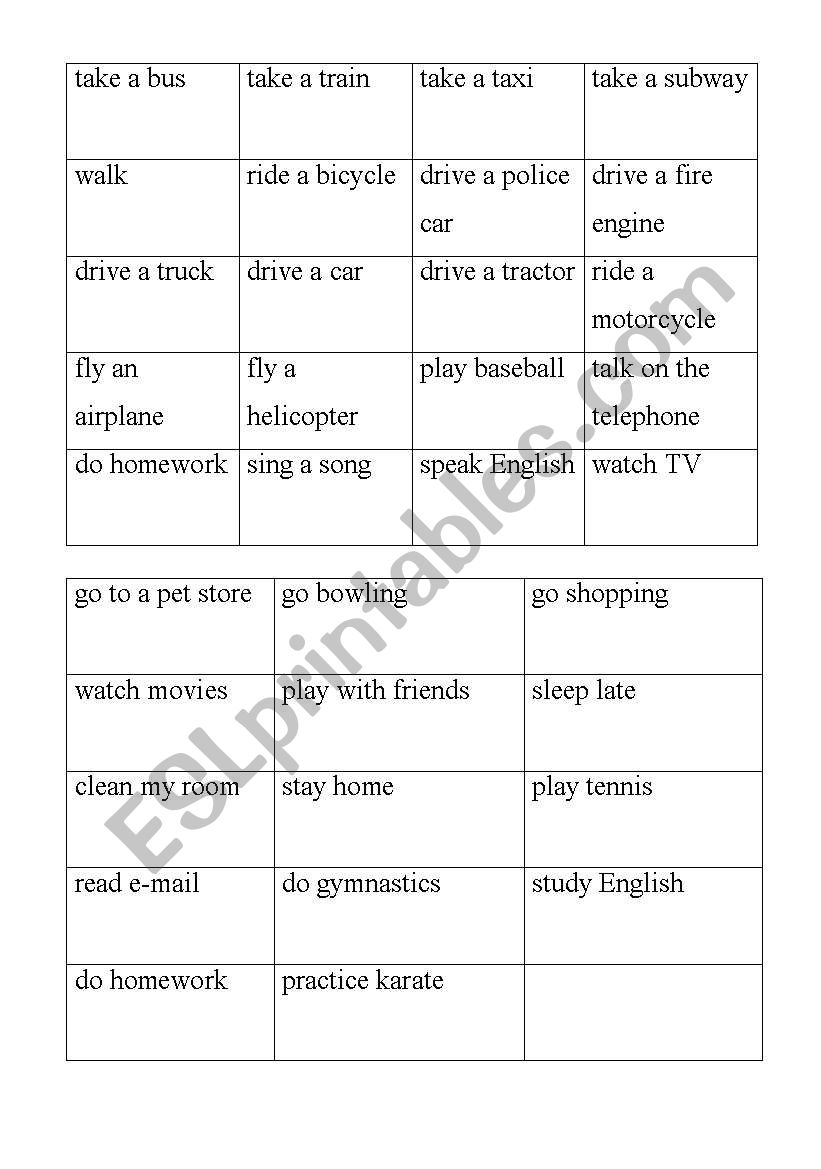 Review vocabulary worksheet