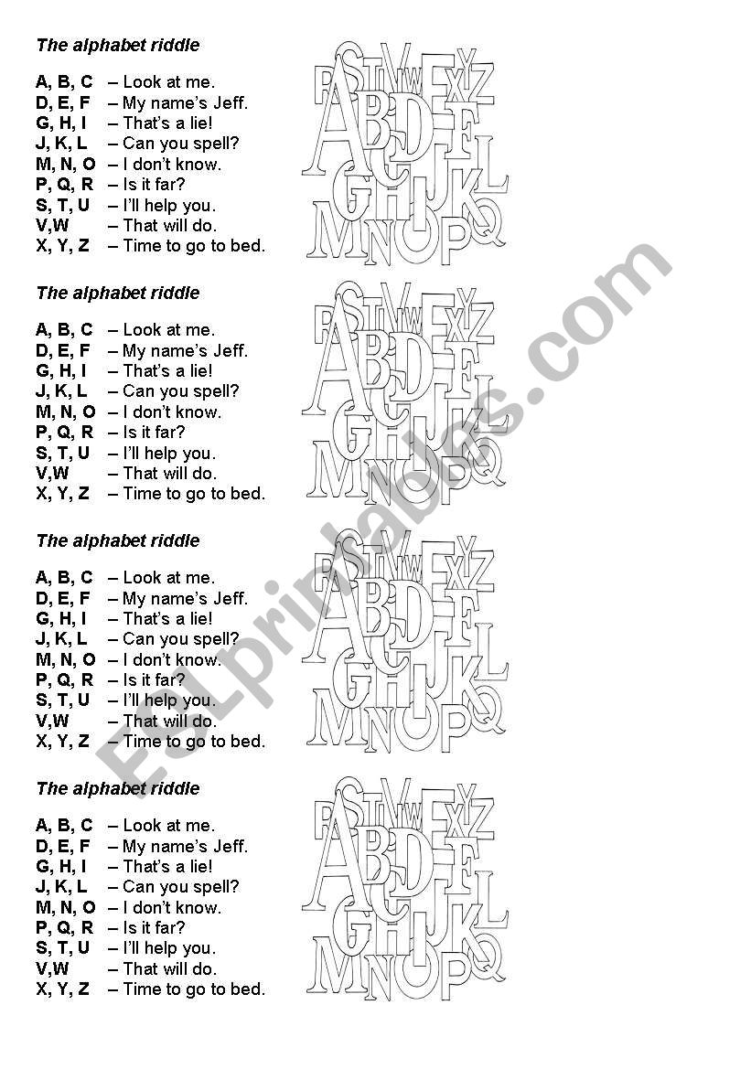 The Alphabet Riddle ESL Worksheet By Azsxazsx