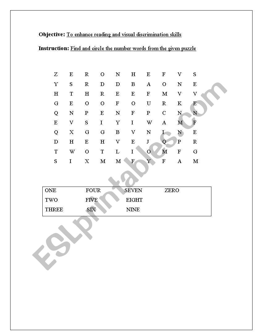 Number Puzzle worksheet