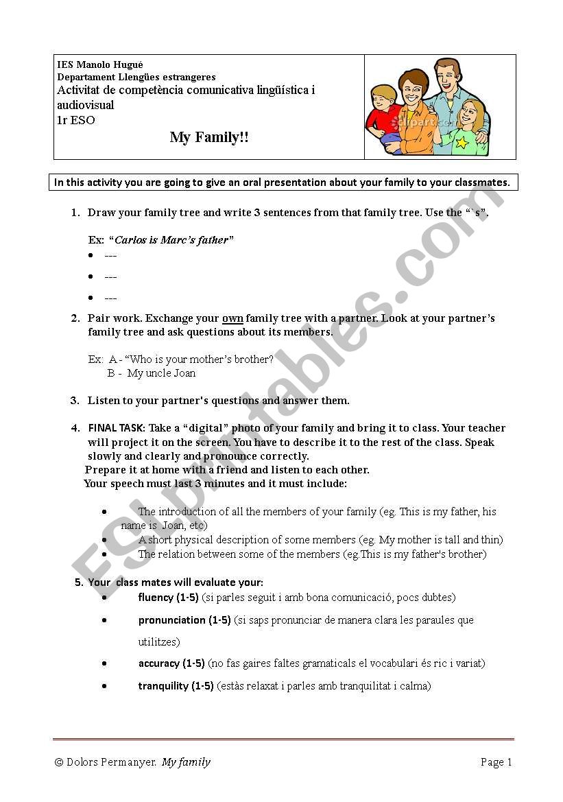 my family worksheet