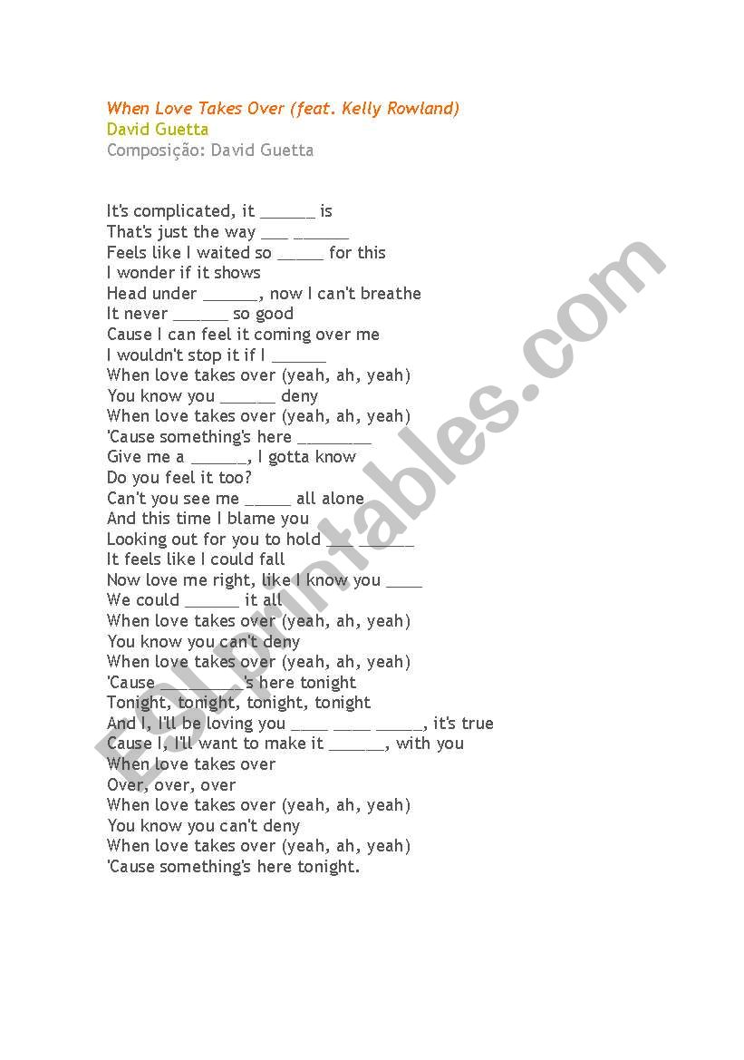 Valentines Day song worksheet