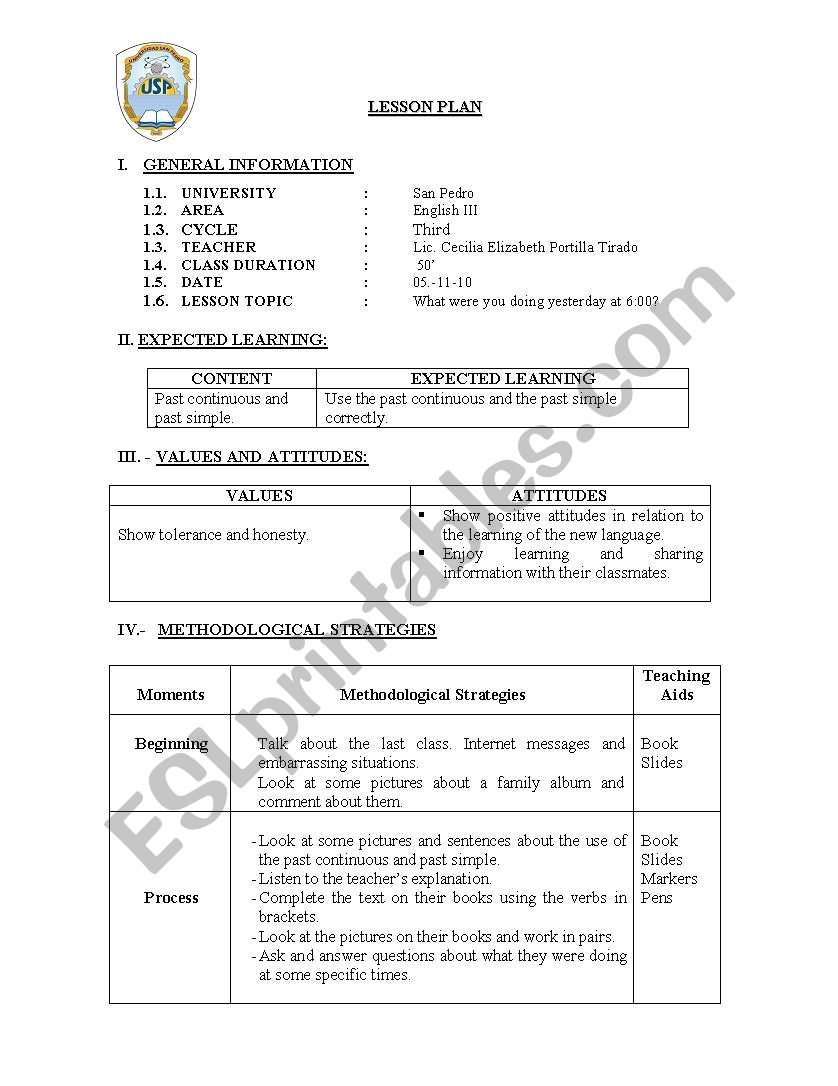 Past Continuous worksheet