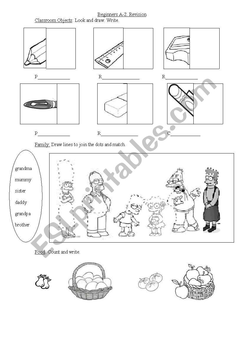 Revision for Beginners - ESL worksheet by silvia-cat