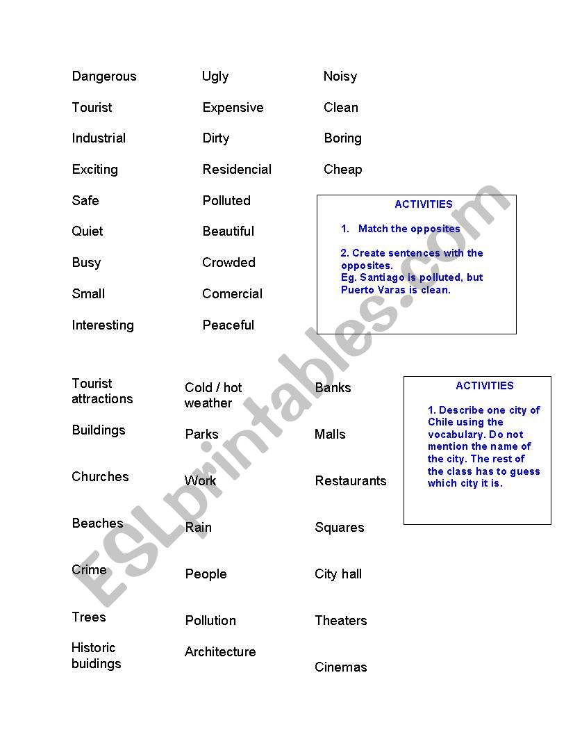 city worksheet