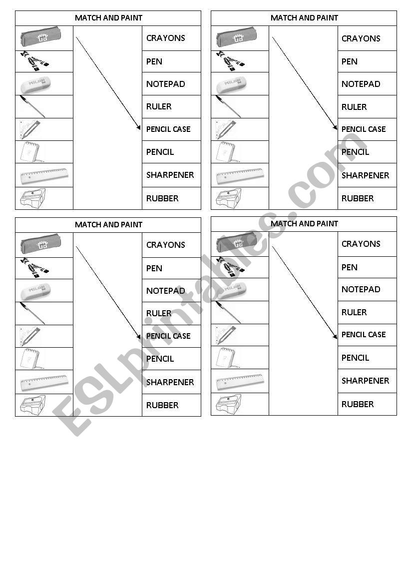 Match worksheet