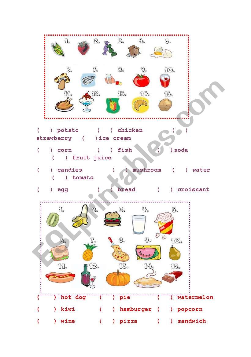 teaching food worksheet