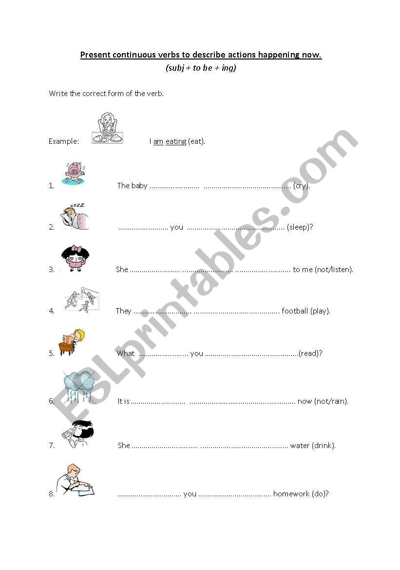 Present Continuous worksheet worksheet