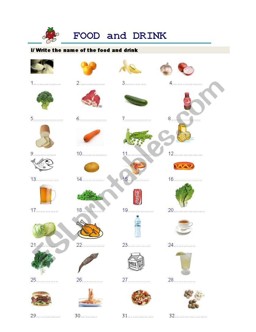 Food worksheet