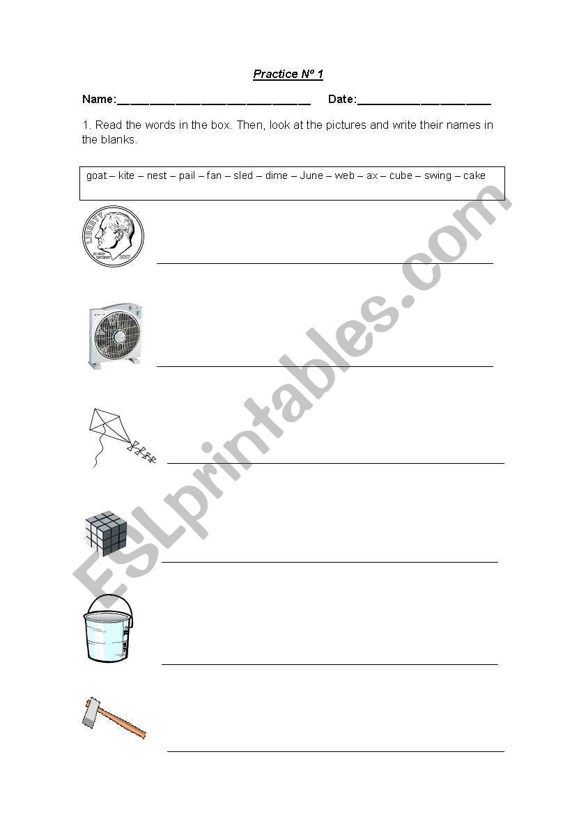 Phonics exercise worksheet