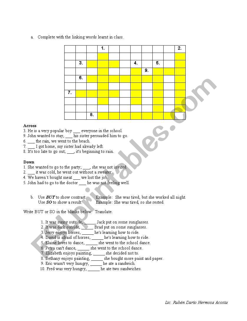 Linking words worksheet