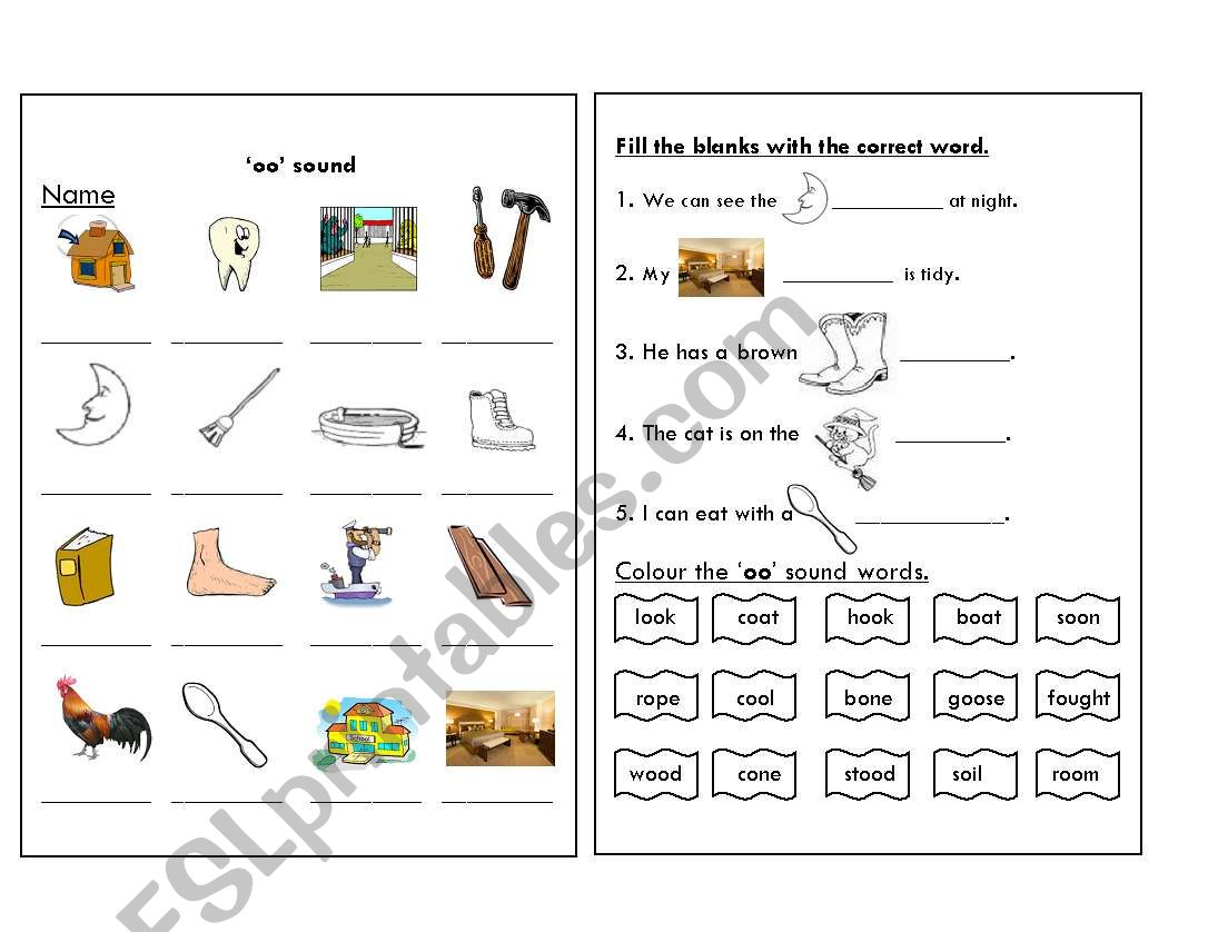 oo sound worksheet