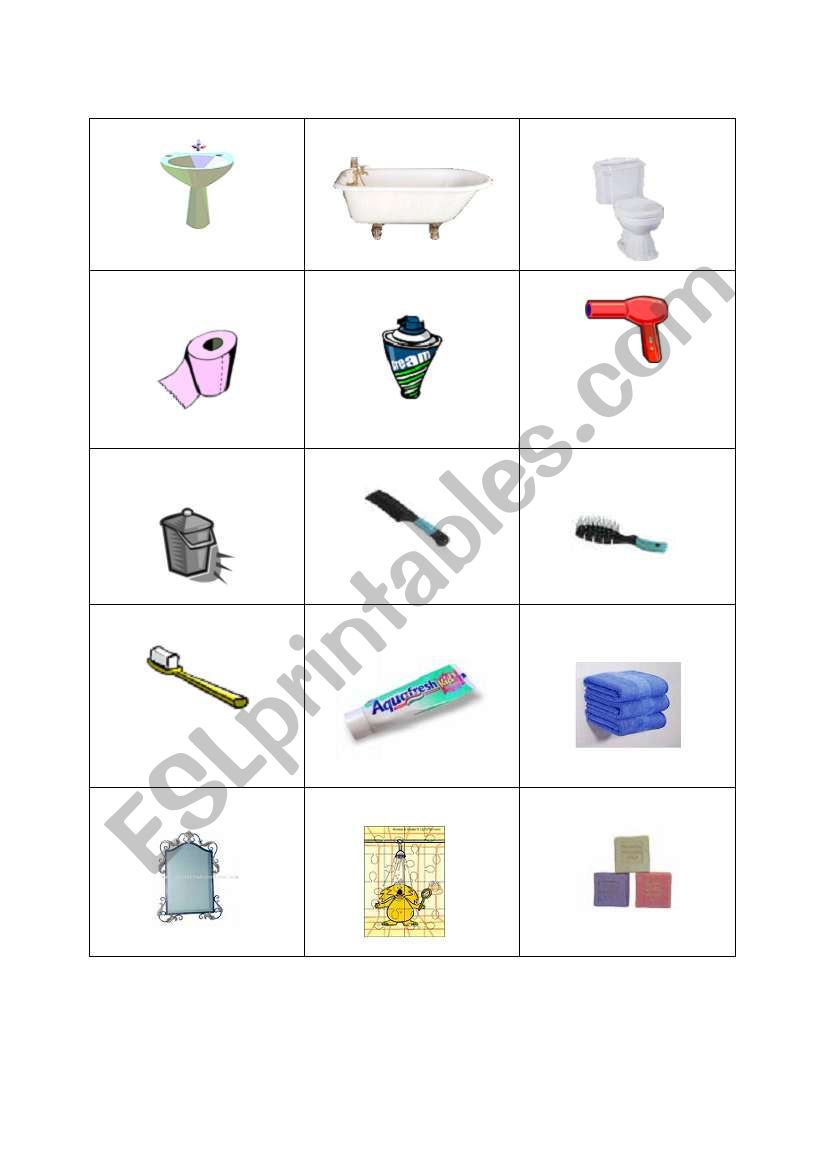 bathroom worksheet