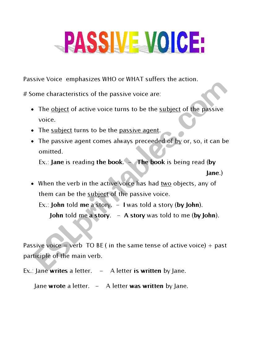 Passive Voice worksheet