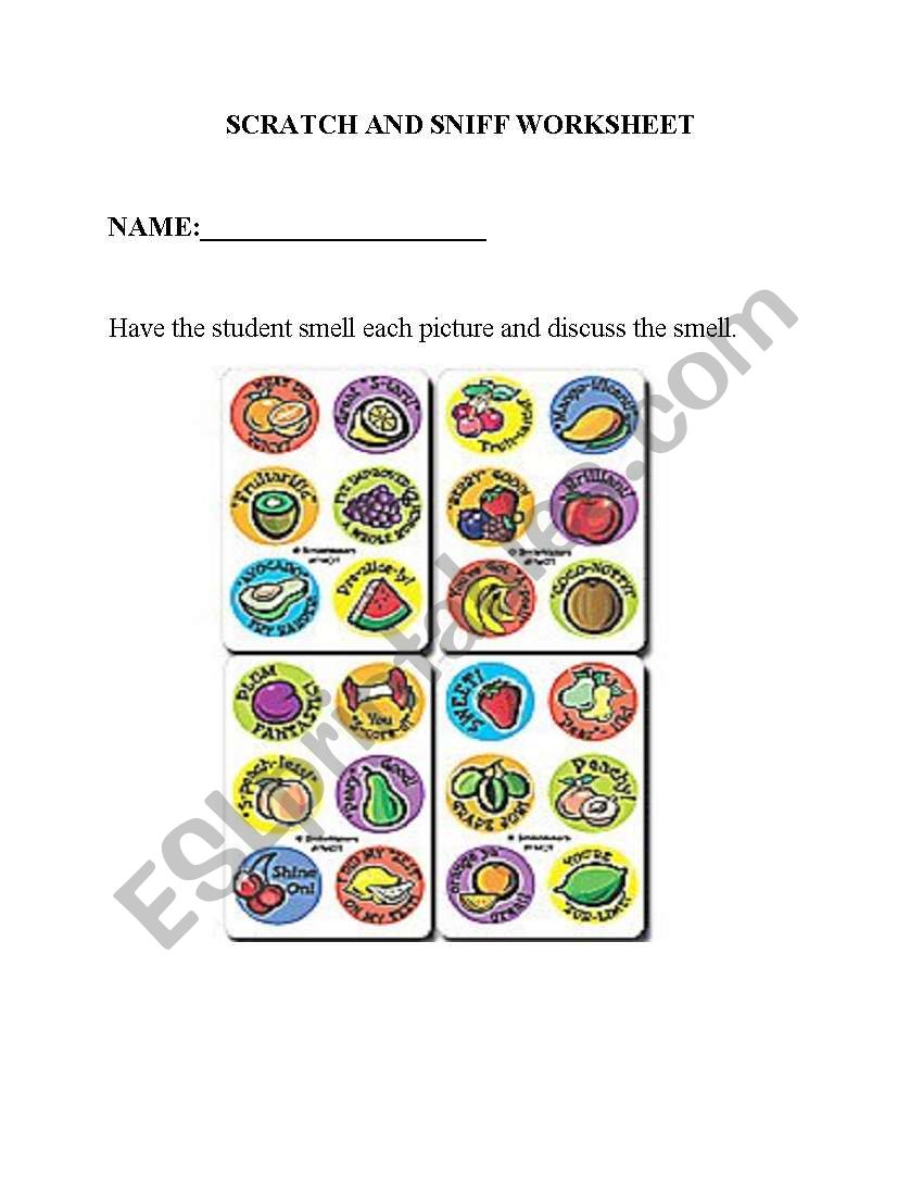 Scratch and sniff worksheet worksheet