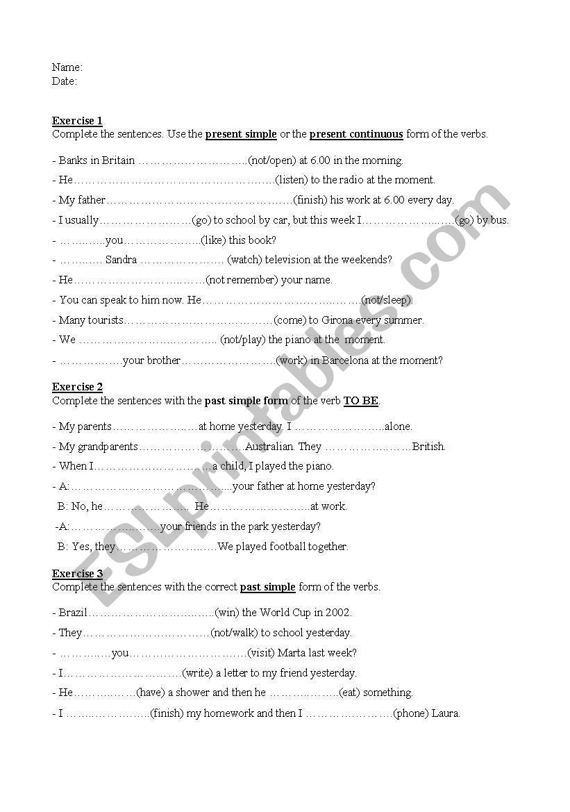 Second term test worksheet