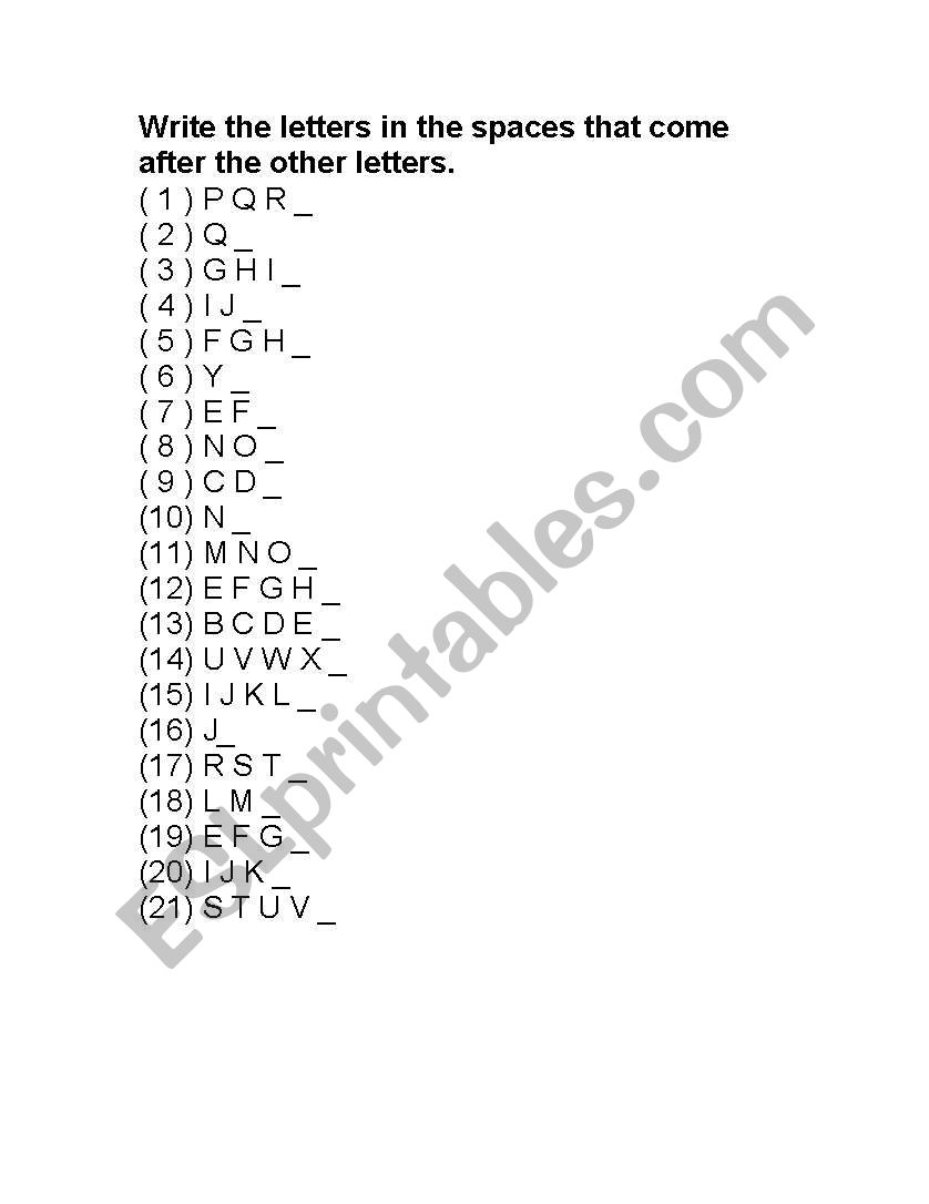 Missing Letters - Alphabet worksheet