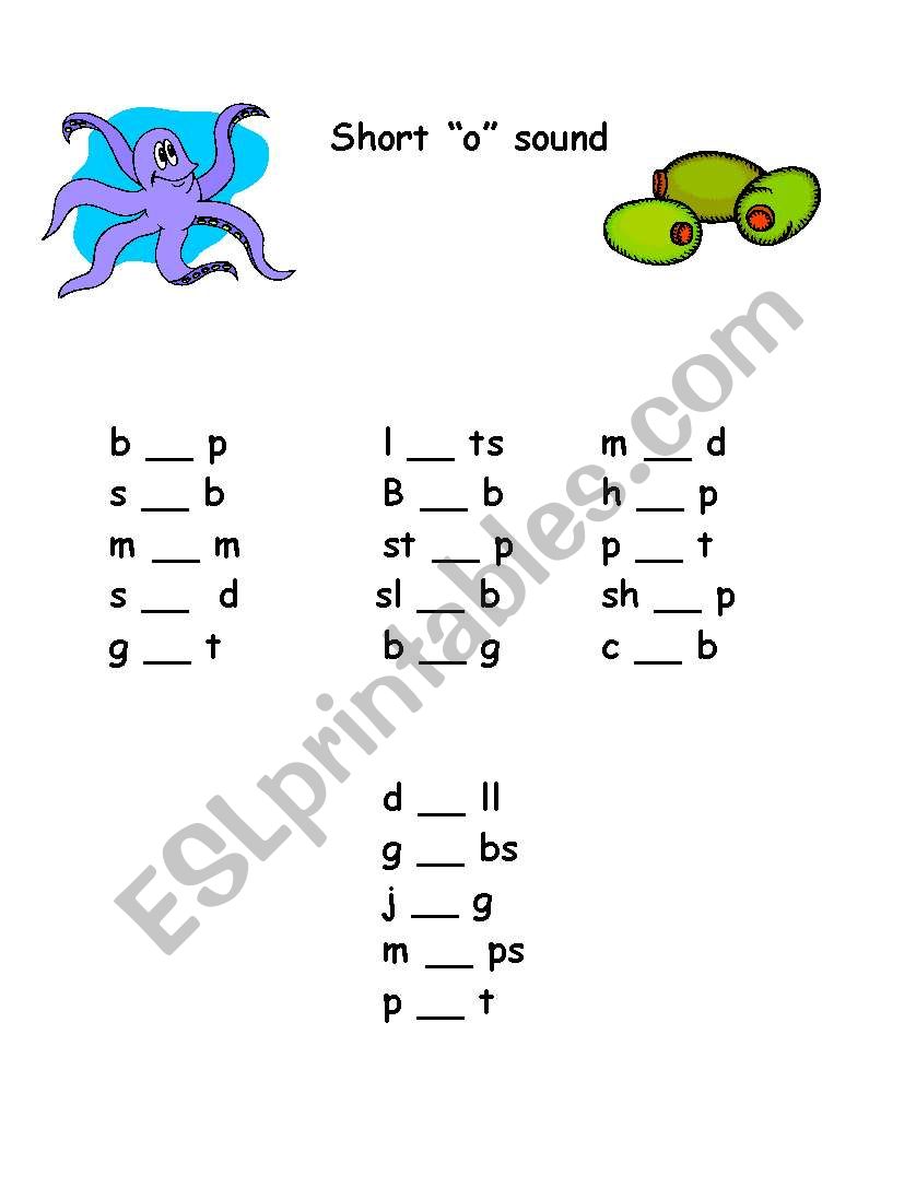 Short O Review worksheet