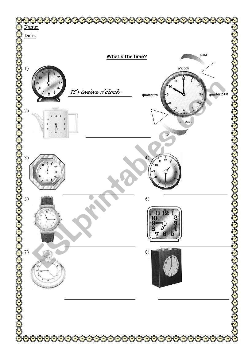 What´s the time? - ESL worksheet by inesortelli