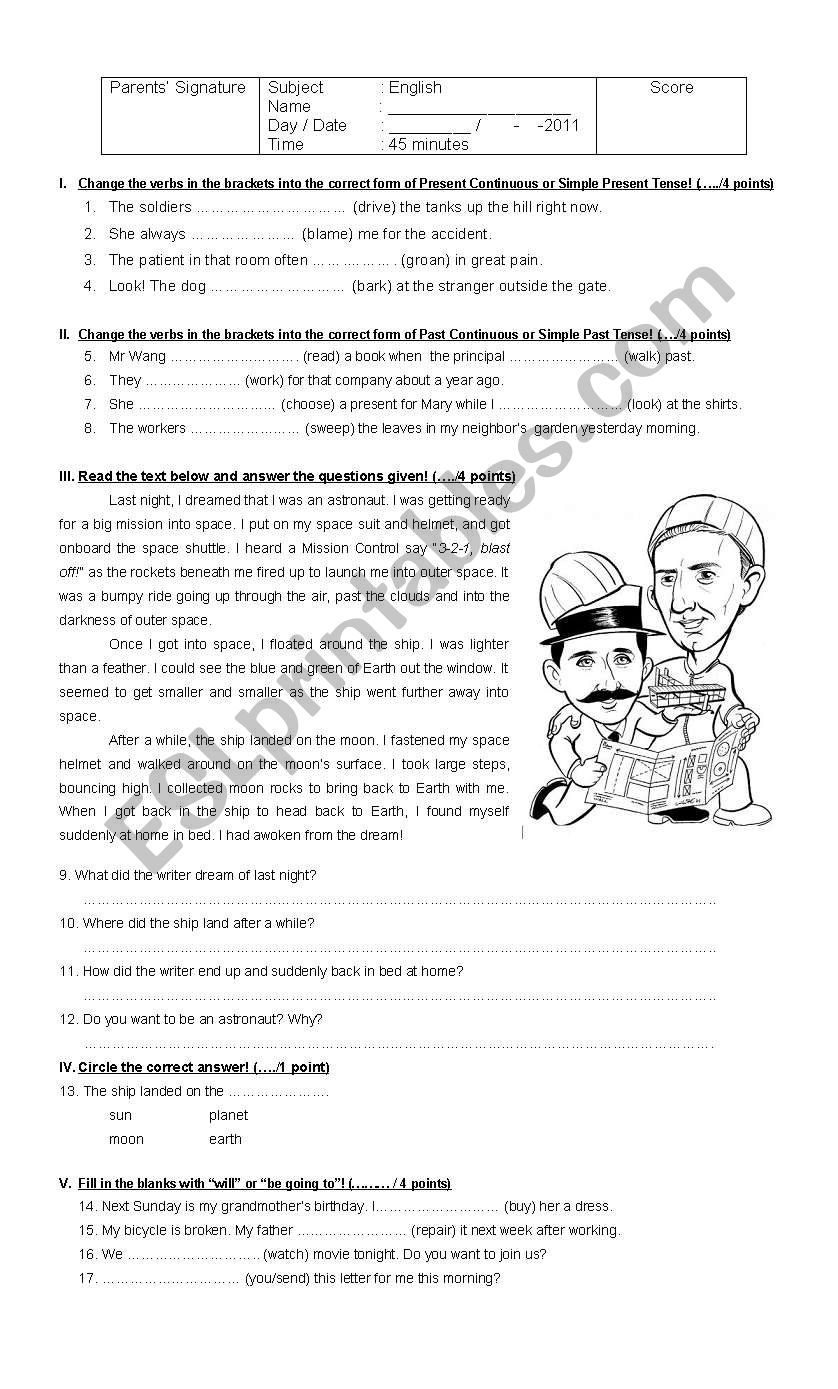 Past Tense VS Present Tense ESL Worksheet By Bibip