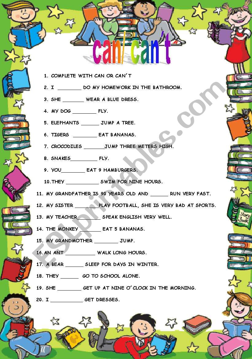 CAN OR CAN´T - ESL worksheet by rroblesa