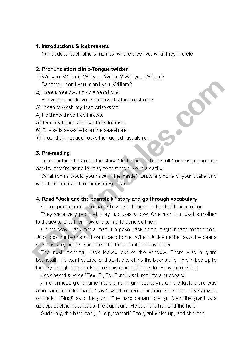 classroom activity worksheet