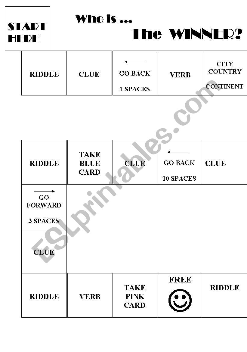 Jobs Board Game worksheet