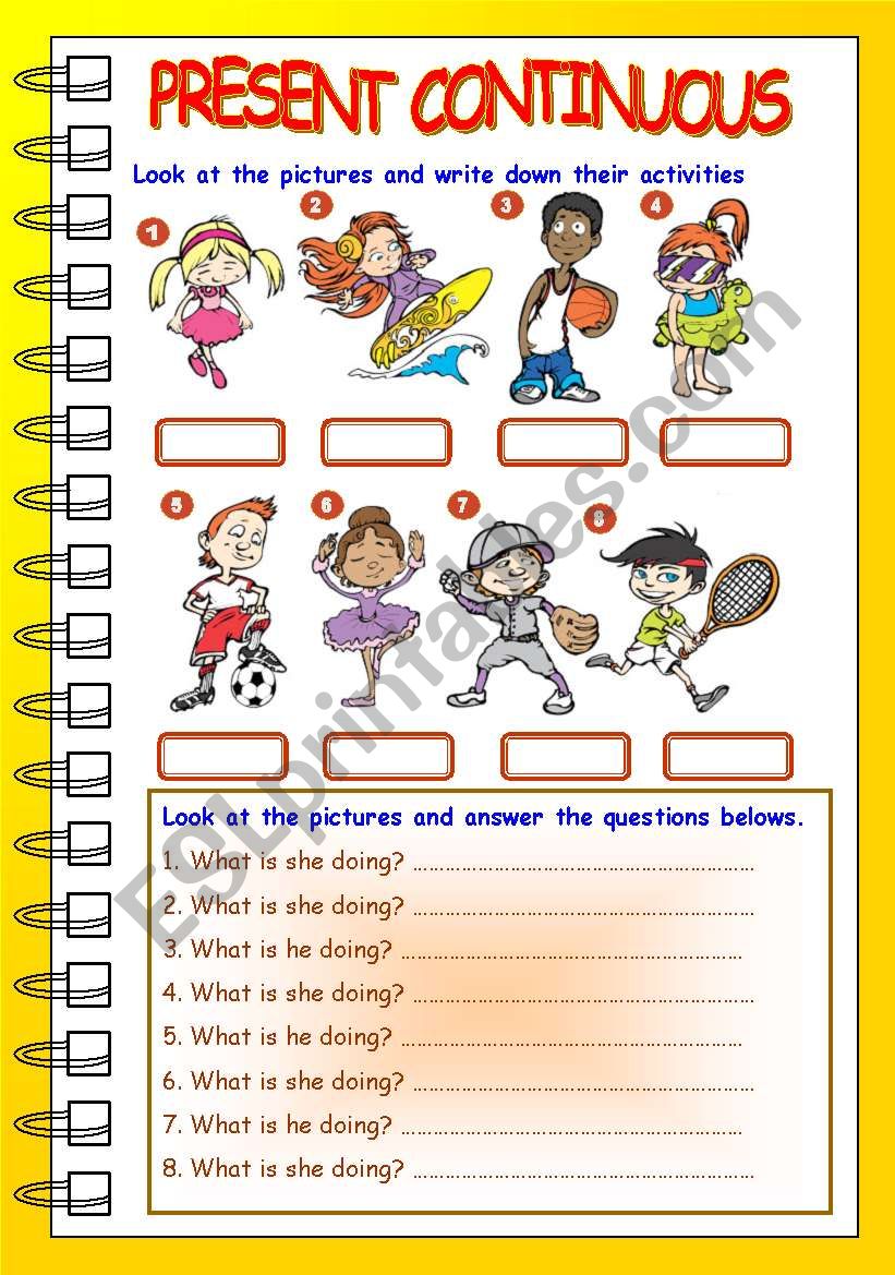 present continuous exercises esl worksheet by dynamic2011