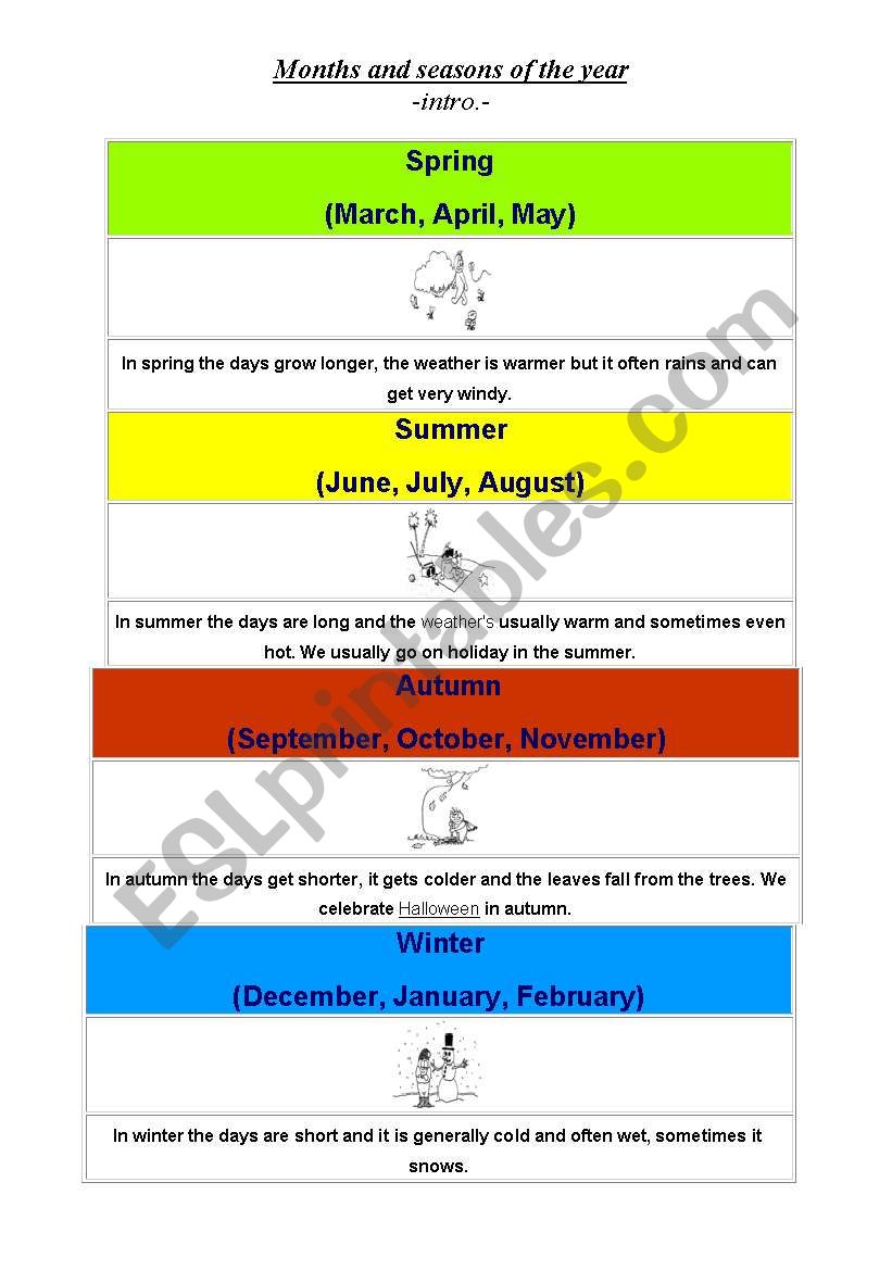 months and seasons worksheet