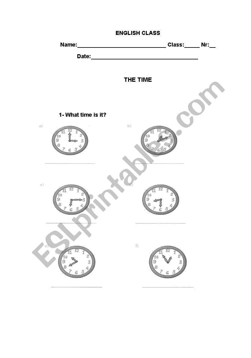 Whats the time worksheet