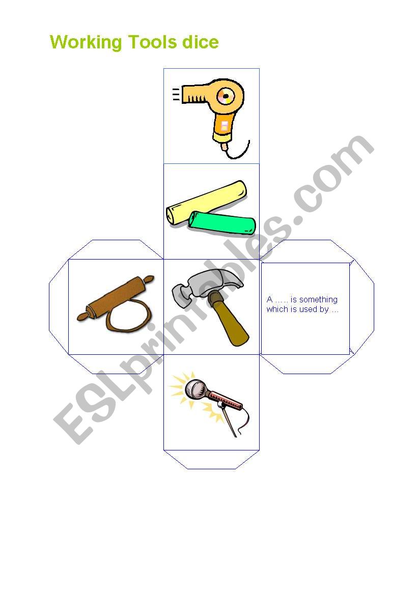 Working Tools Dice worksheet