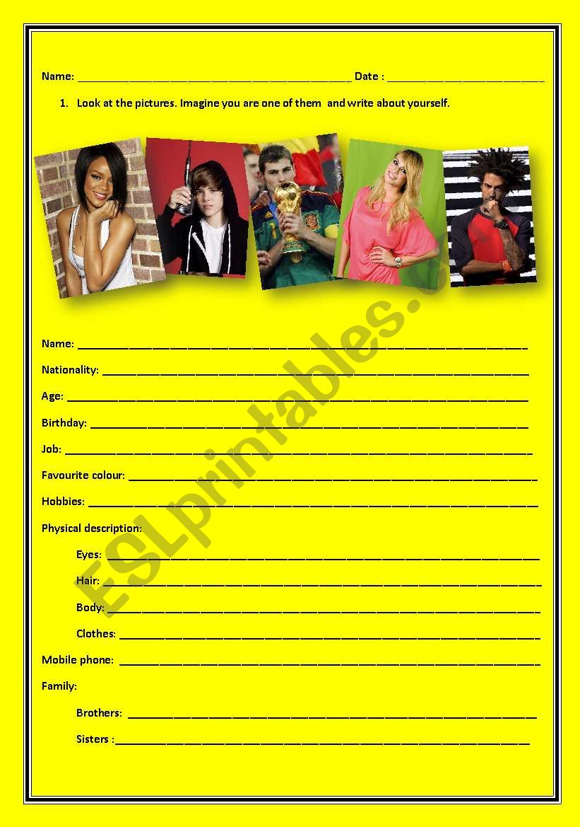 Famous people descriptions worksheet