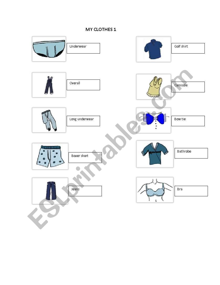 My Clothes 1 worksheet