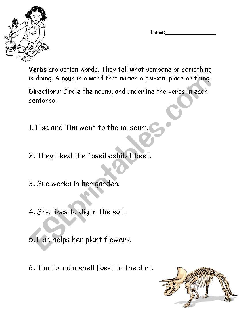 Nouns and Verbs worksheet