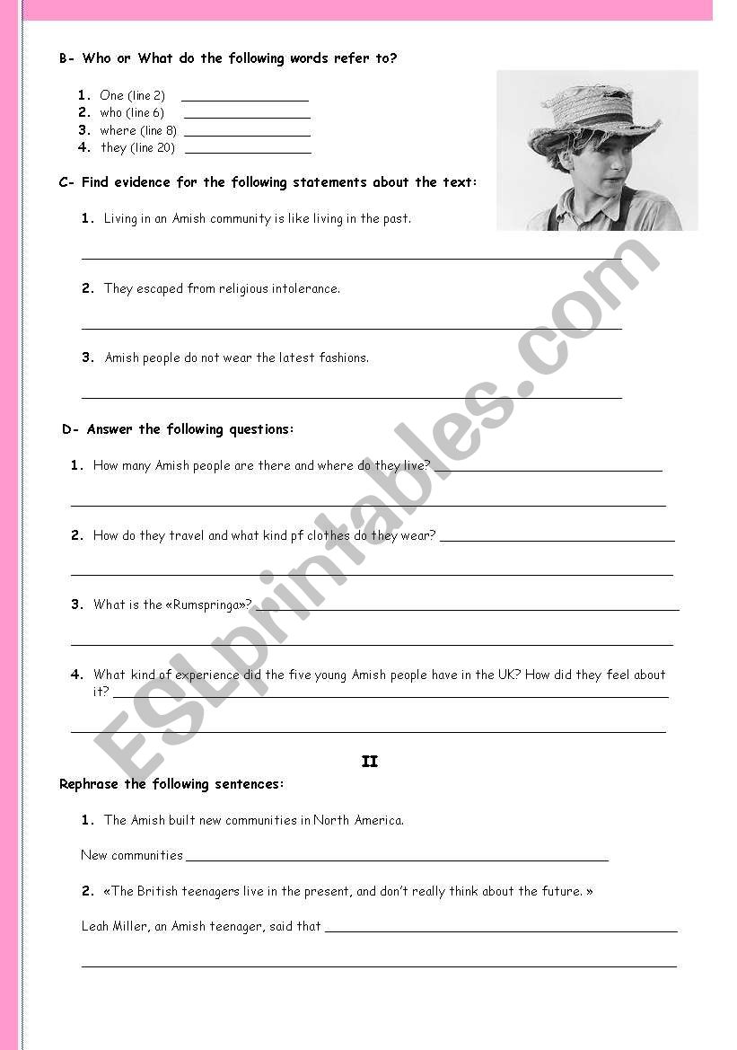 AMISH PARADISE + The AMISH - ESL worksheet by Sarka O.