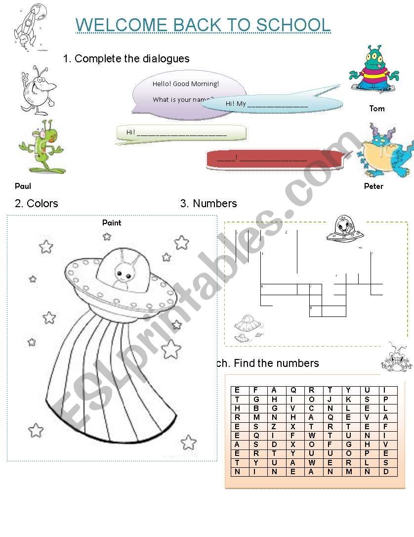 welcomeback worksheet